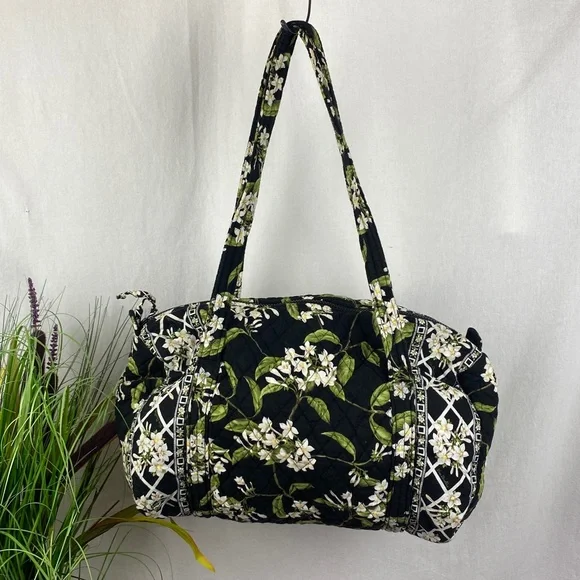 Vera Bradley SET of 5 Black Green & White Floral Quilted Travel Weekend Bags - Picture 2 of 11